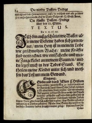 Die fünffte Passion-Predigt über den 22. Psalm.