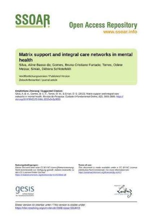 Matrix support and integral care networks in mental health