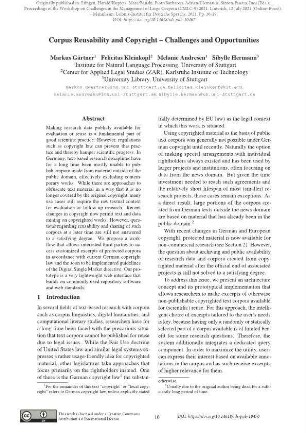 Corpus reusability and copyright - challenges and opportunities