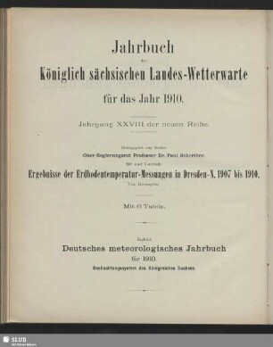28.1910(1913): Jahrbuch der Königlich-Sächsischen Landeswetterwarte