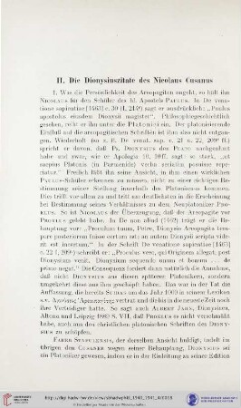 II. Die Dionysiuszitate des Nicolaus Cusanus