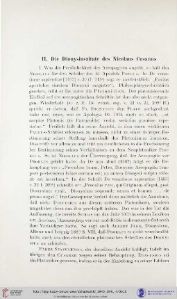 II. Die Dionysiuszitate des Nicolaus Cusanus