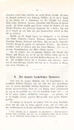 B. Die ehemals kurhessischen Batterien.
