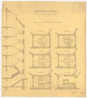 AEG-Hauptverwaltungsgebäude, Berlin: Grundrisse und Schnitte der Treppen neben dem Kreishaus