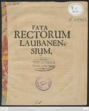 Fata Rectorum Laubanensium