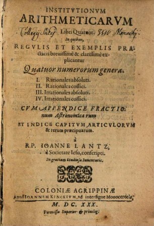Institutionum arithmeticarum libri quatuor