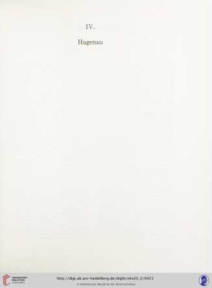 IV. Hagenau