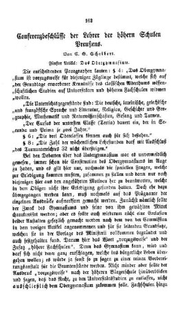 Conferenzbeschlüsse der Lehrer der höhern Schulen Preußens : fünfter Artikel ; das Obergymnasium