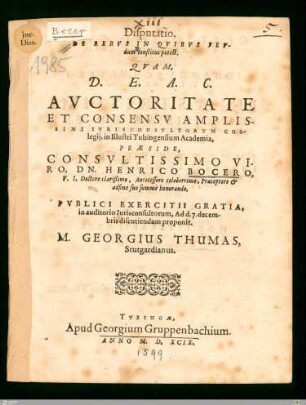 Disputatio, De Rebvs In Qvibvs Fevdum constitui potest