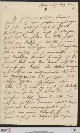 Brief von Joseph von Hammer-Purgstall an Friedrich Creuzer