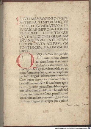 De aeterna temporalique Christi generatione : gewidmet Papst Paulus II.