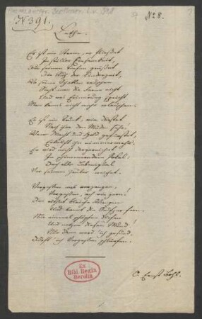 Handschriftliches Gedicht "Lethe"