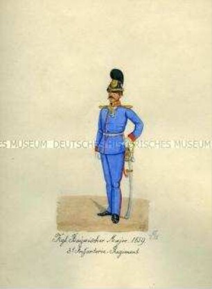 Uniformdarstellung, Major des 3. Infanterie-Regiments "Prinz Karl von Bayern", Königreich Bayern, 1859.
