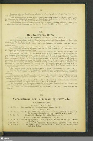XIV. Verzeichniss der Vereinsmitglieder