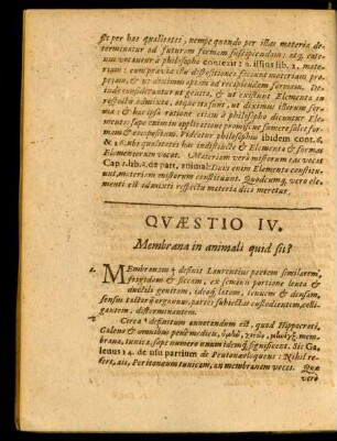 Quaestio IV. Membrana in animali quid sit?