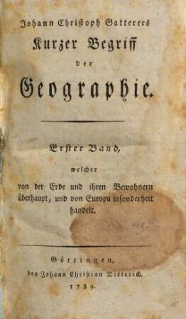 Kurzer Begriff der Geographie