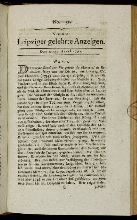 No. 31. Den 18ten April 1791.