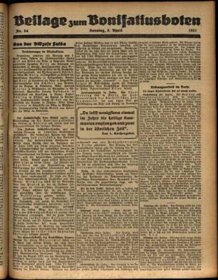 Zweite Ausgabe vom Sonntag, den 05. April 1931.