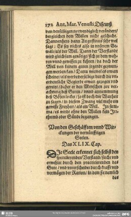 Von den Geschäfften unnd Wirckungen der vernünfftiogen Seelen. Das XLIX. Cap.