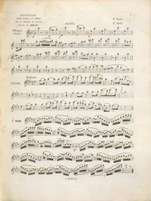 L' Angelus : fantaisie pour la flûte avec Accompagnement de 2 Violons, Alto, Basse, Clarinettes, Cors obligés & bassons ou piano seulement : oeuvre 46