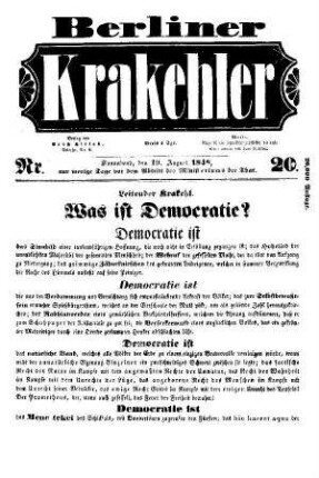 No 20.: No 20, 19.August 1848