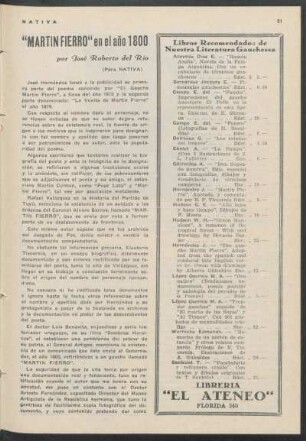 "Martín Fierro" en el año 1800