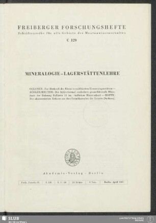 Mineralogie-Lagerstättenlehre