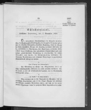 Schlußprotocoll. Geschehen Hannover, den 7. November 1856.