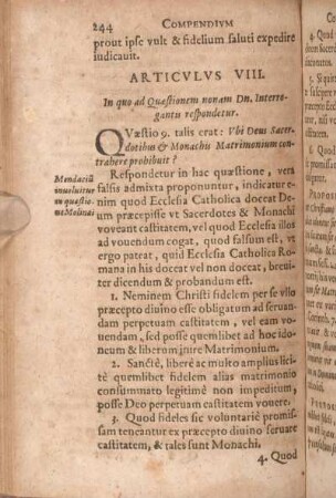 Articvlvs VIII. In quo ad Quaestionem nonam Dn. Interrogantis respondetur.