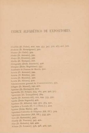 Indice alfabético de expositores