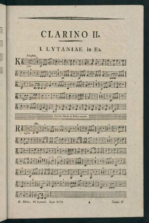 1-6, Clarino II. I. Lytaniae in Es. - IV. Lytaniae Lauretanae