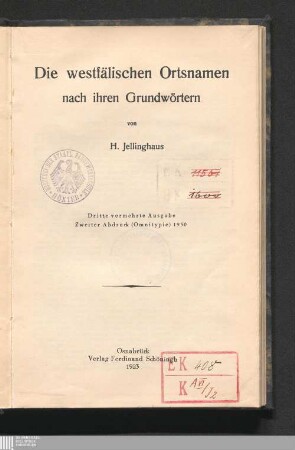 Die westfälischen Ortsnamen nach ihren Grundwörtern