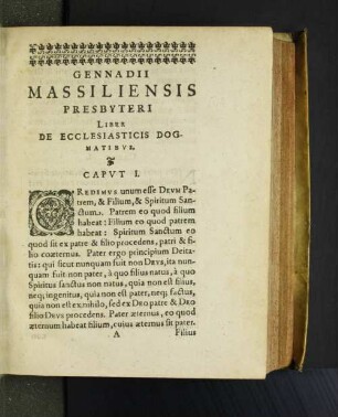 Gennadii Massiliensis Presbyteri Liber De Ecclesiasticis Dogmatibus.