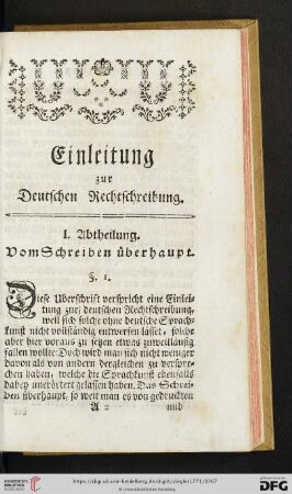 1. Abtheilung: Vom Schreiben ueberhaupt