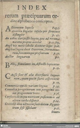 Index rerum praecipuarum ordine alphabetico conscriptus