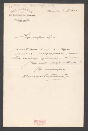 Brief an Unbekannt : 05.02.1903