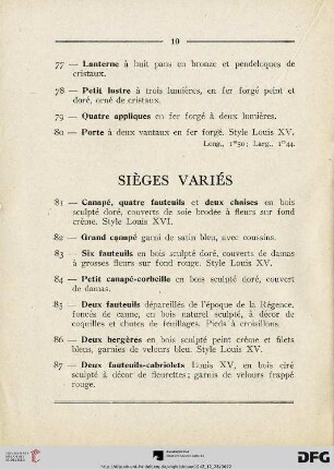 Sièges variés (Nr. 81-93)