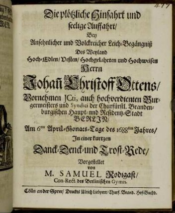 Die plötzliche Hinfahrt und seelige Auffahrt
