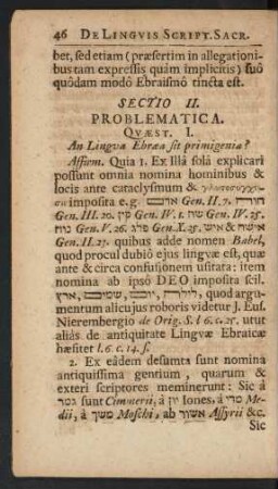 Sectio II. Problematica