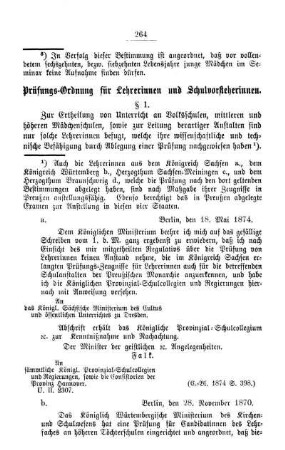 Prüfungs-Ordnung für Lehrerinnen und Schulvorsteherinnen.
