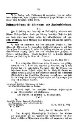 Prüfungs-Ordnung für Lehrerinnen und Schulvorsteherinnen.