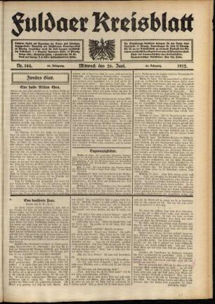 Zweite Ausgabe vom Mittwoch, den 26. Juni 1912.