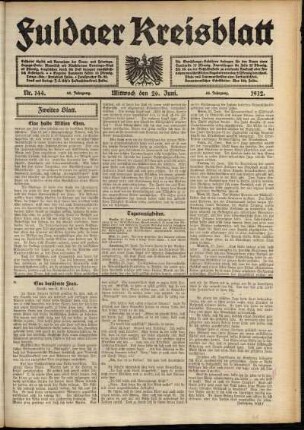 Zweite Ausgabe vom Mittwoch, den 26. Juni 1912.