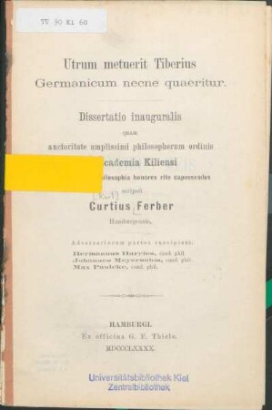 Utrum metuerit Tiberius Germanicum necne quaeritur