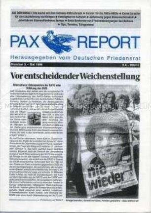 Mitteilungsblatt (Rundbrief) des Deutschen Friedensrates u.a. zur Osterweiterung der NATO, über das Kampfflugzeug "Eurofighter 2000" und über die kurdische Arbeiterpartei "PKK" – Sachkonvolut