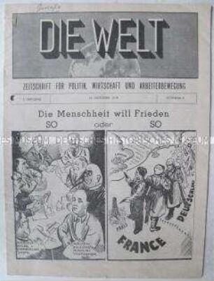 Deutschsprachige kommunistische Wochenzeitung aus Schweden "Die Welt" u.a. zur Lage in Europa nach der Kapitulation Polens