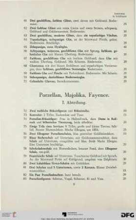 Porzellan, Majolika, Fayence: I. Abteilung (Nr. 72-123)