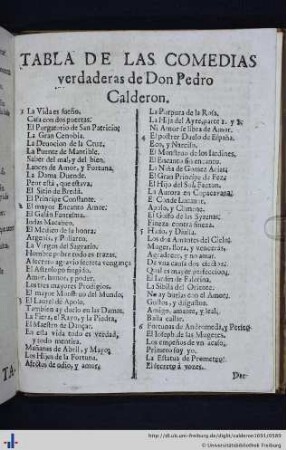 Liste der Comedias Calderóns.
