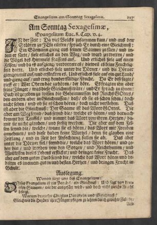 Am Sonntage Sexagesimae, Evangelium Luc. 8. Cap. V. 4.
