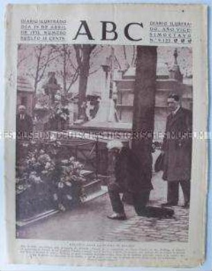 Illustrierte spanische Tageszeitung "ABC", Titelbild: Kellogg am Grab von Briand